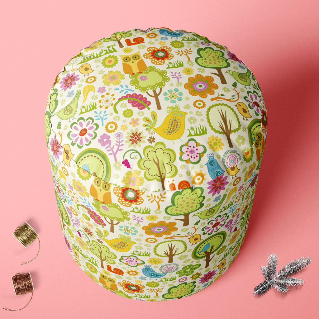 Chirpy Bird, Birds, Botanical, Floral, Flowers, Nature, Patterns, bean, bedroom, bedside, canvas, chair, comfy, corner, couch, fabric, fluffy, footrest, footstool, furniture, kids, living, office, ottoman, padded, poofs, pouf, pouffe, puffy, room, round, sofa, stool, , , , 