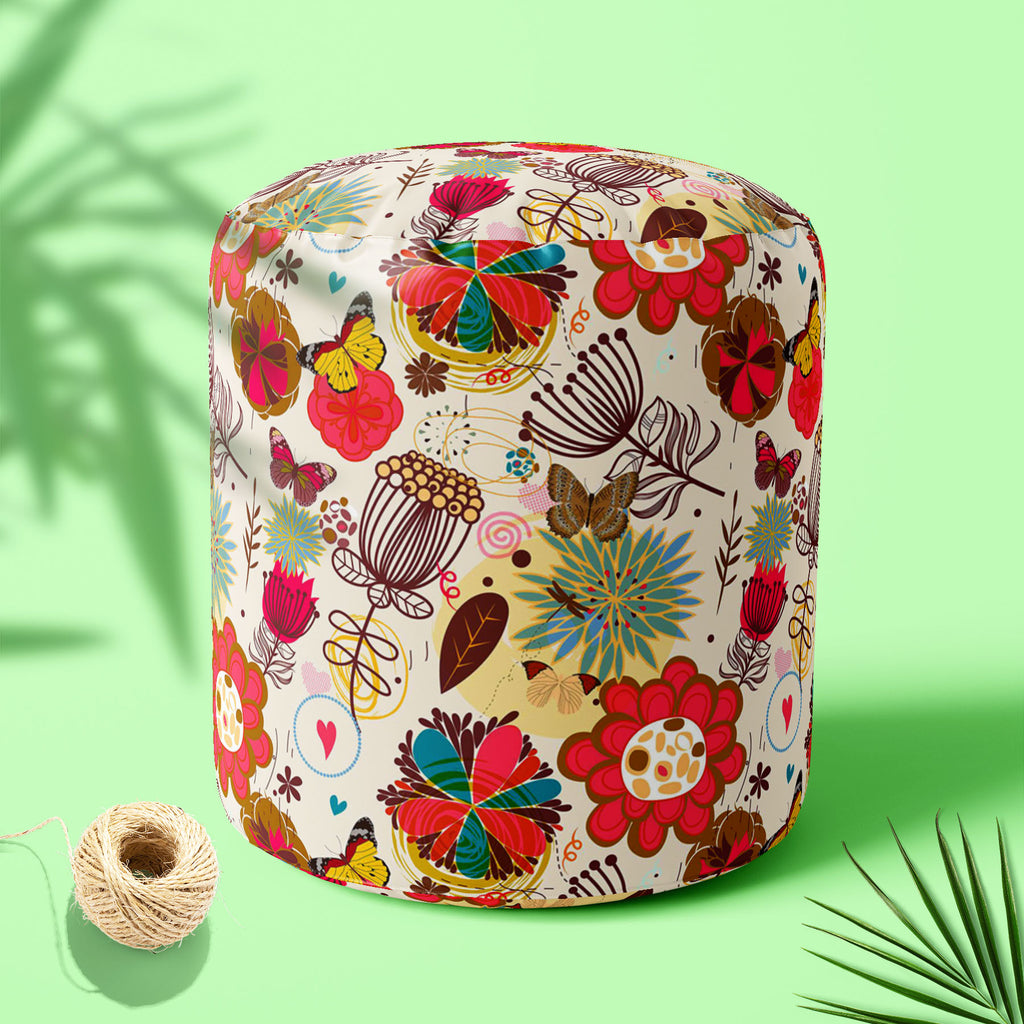 Floral Pattern D1 Footstool Footrest Puffy Pouffe Ottoman Bean Bag | Canvas Fabric-Footstools-FST_CB_BN-IC 5007195 IC 5007195, Abstract Expressionism, Abstracts, Ancient, Animated Cartoons, Art and Paintings, Birds, Botanical, Caricature, Cartoons, Digital, Digital Art, Fashion, Floral, Flowers, Graphic, Hearts, Historical, Illustrations, Love, Medieval, Modern Art, Nature, Patterns, Retro, Romance, Scenic, Seasons, Semi Abstract, Signs, Signs and Symbols, Vintage, pattern, d1, footstool, footrest, puffy, p