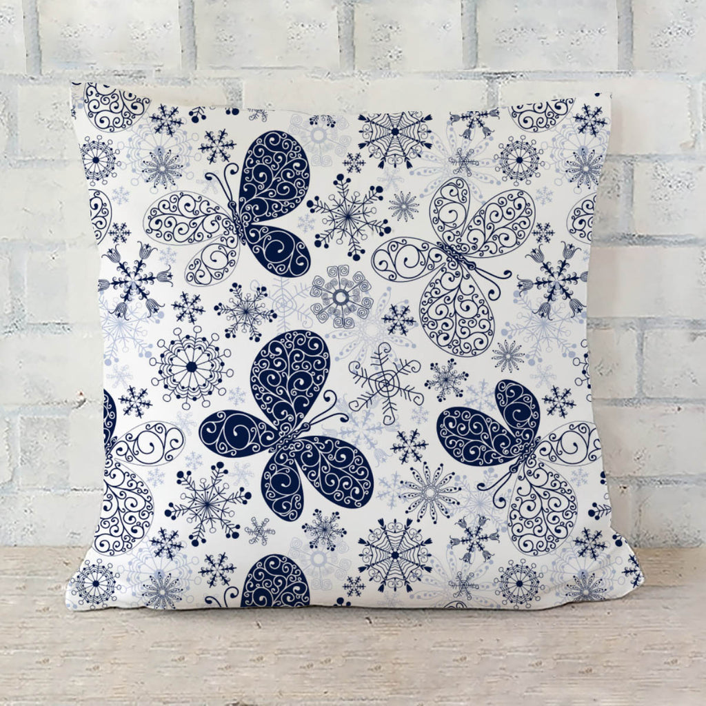 ArtzFolio Snowflakes & Butterflies Cushion Cover Throw Pillow-Cushion Covers-AZHFR7703783CUS_CV_L-Image Code 5007197 Vishnu Image Folio Pvt Ltd, IC 5007197, ArtzFolio, Cushion Covers, Birds, Floral, Kids, Digital Art, snowflakes, butterflies, cushion, cover, throw, pillow, seamless, white-blue, christmas, pattern, sofa throws, single throw pillow, zippered throw pillow cover, satin pillow cover, throw pillow, cushion cover only, cushion cover, pillow cover for sofa, pitaara box, throw cushion, kids cushion 