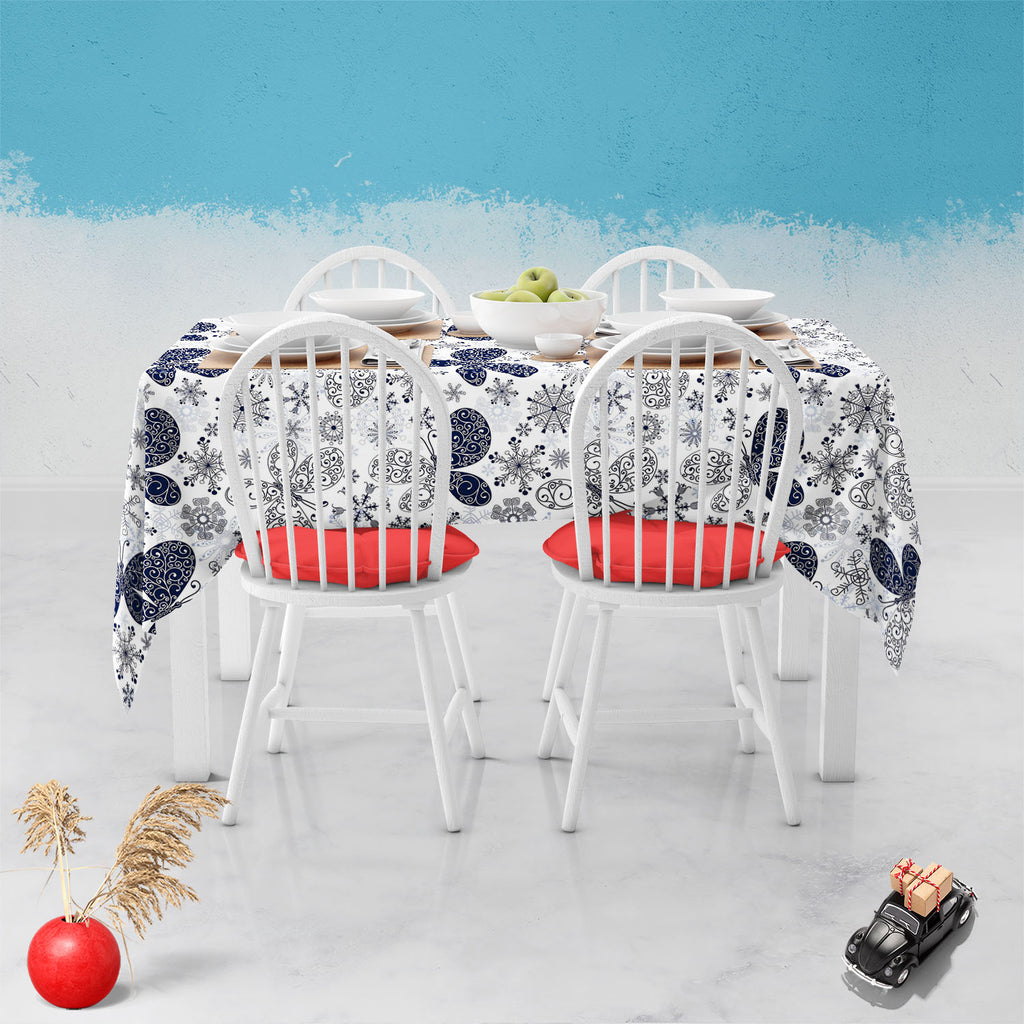 Snowflakes & Butterflies Table Cloth Cover-Table Covers-CVR_TB_NR-IC 5007197 IC 5007197, Ancient, Black and White, Christianity, Circle, Decorative, Digital, Digital Art, Drawing, Graphic, Historical, Illustrations, Medieval, Patterns, Retro, Signs, Signs and Symbols, Symbols, Vintage, White, snowflakes, butterflies, table, cloth, cover, wallpaper, pattern, seamless, background, blue, butterfly, christmas, crack, crossing, crystal, curl, design, gentle, handwork, ice, illustration, imposing, merry, mix, pas