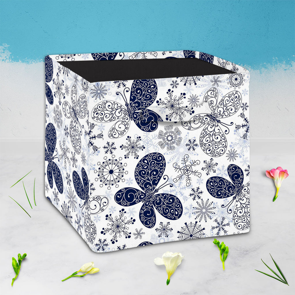 Snowflakes & Butterflies Foldable Open Storage Bin | Organizer Box, Toy Basket, Shelf Box, Laundry Bag | Canvas Fabric-Storage Bins-STR_BI_CB-IC 5007197 IC 5007197, Ancient, Black and White, Christianity, Circle, Decorative, Digital, Digital Art, Drawing, Graphic, Historical, Illustrations, Medieval, Patterns, Retro, Signs, Signs and Symbols, Symbols, Vintage, White, snowflakes, butterflies, foldable, open, storage, bin, organizer, box, toy, basket, shelf, laundry, bag, canvas, fabric, wallpaper, pattern, s
