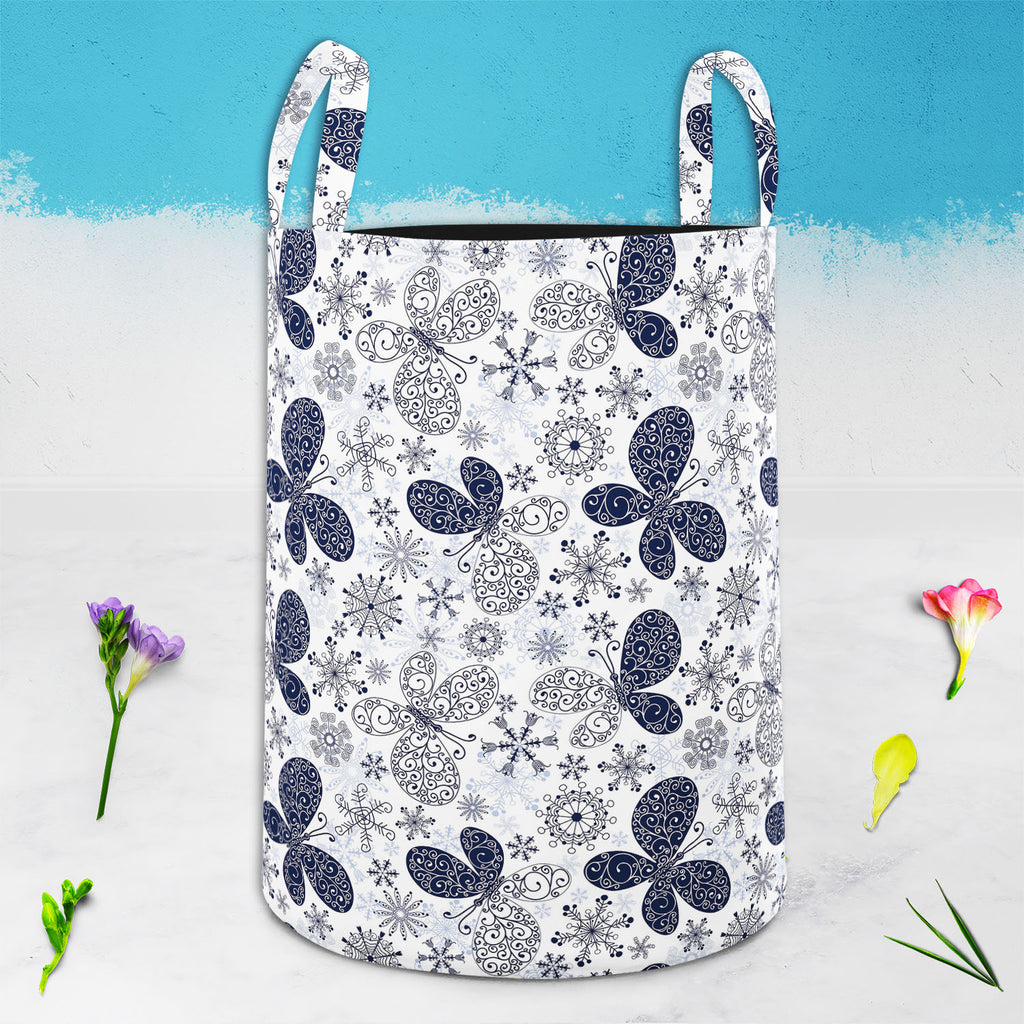 Snowflakes & Butterflies Foldable Open Storage Bin | Organizer Box, Toy Basket, Shelf Box, Laundry Bag | Canvas Fabric-Storage Bins-STR_BI_CB-IC 5007197 IC 5007197, Ancient, Black and White, Christianity, Circle, Decorative, Digital, Digital Art, Drawing, Graphic, Historical, Illustrations, Medieval, Patterns, Retro, Signs, Signs and Symbols, Symbols, Vintage, White, snowflakes, butterflies, foldable, open, storage, bin, organizer, box, toy, basket, shelf, laundry, bag, canvas, fabric, wallpaper, pattern, s