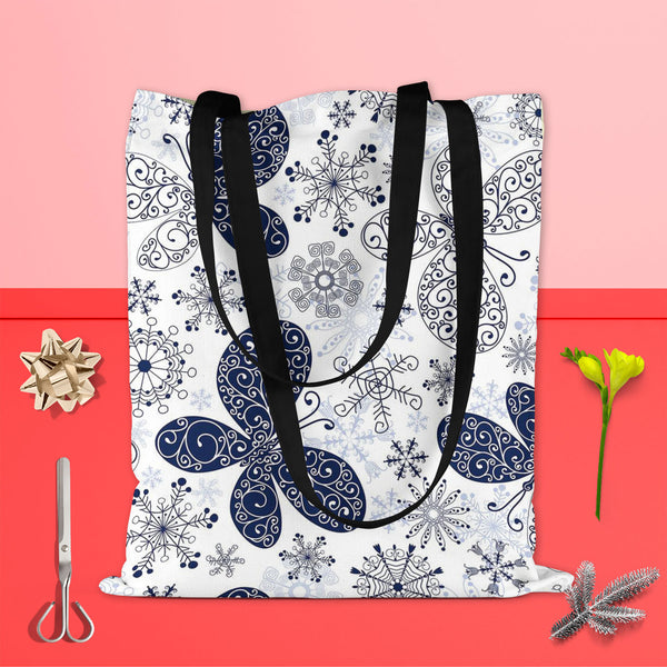 Snowflakes & Butterflies Tote Bag Shoulder Purse | Multipurpose-Tote Bags Basic-TOT_FB_BS-IC 5007197 IC 5007197, Ancient, Black and White, Christianity, Circle, Decorative, Digital, Digital Art, Drawing, Graphic, Historical, Illustrations, Medieval, Patterns, Retro, Signs, Signs and Symbols, Symbols, Vintage, White, snowflakes, butterflies, tote, bag, shoulder, purse, cotton, canvas, fabric, multipurpose, wallpaper, pattern, seamless, background, blue, butterfly, christmas, crack, crossing, crystal, curl, d