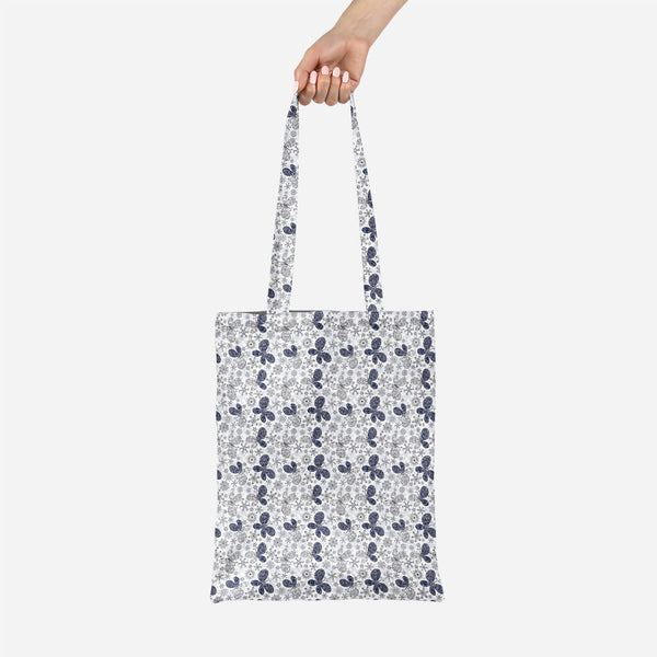 ArtzFolio Snowflakes & Butterflies Tote Bag Shoulder Purse | Multipurpose-Tote Bags Basic-AZ5007197TOT_RF-IC 5007197 IC 5007197, Ancient, Black and White, Christianity, Circle, Decorative, Digital, Digital Art, Drawing, Graphic, Historical, Illustrations, Medieval, Patterns, Retro, Signs, Signs and Symbols, Symbols, Vintage, White, snowflakes, butterflies, canvas, tote, bag, shoulder, purse, multipurpose, wallpaper, pattern, seamless, background, blue, butterfly, christmas, crack, crossing, crystal, curl, d