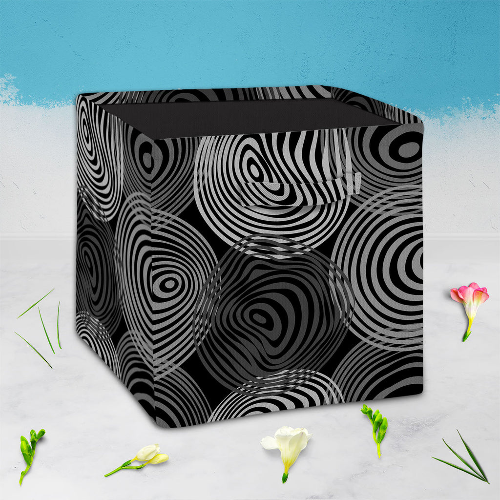 Fashion Circles Foldable Open Storage Bin | Organizer Box, Toy Basket, Shelf Box, Laundry Bag | Canvas Fabric-Storage Bins-STR_BI_CB-IC 5007198 IC 5007198, Abstract Expressionism, Abstracts, Ancient, Art and Paintings, Black, Black and White, Circle, Fashion, Historical, Illustrations, Medieval, Modern Art, Patterns, Retro, Semi Abstract, Urban, Vintage, White, circles, foldable, open, storage, bin, organizer, box, toy, basket, shelf, laundry, bag, canvas, fabric, pattern, wallpaper, seamless, abstract, art