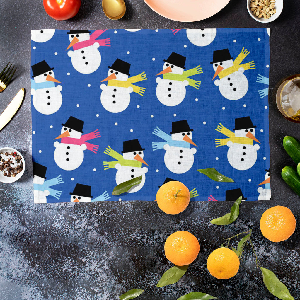 Snowman Table Mat Placemat-Table Place Mats Fabric-MAT_TB-IC 5007199 IC 5007199, Baby, Books, Children, Christianity, Decorative, Holidays, Illustrations, Kids, Patterns, Signs, Signs and Symbols, snowman, table, mat, placemat, background, blue, bonnet, celebration, child, christmas, cold, color, composition, cute, decor, design, element, fabric, frost, gift, gree, hat, holiday, illustration, kid, merry, night, ornament, ornate, party, pattern, pink, present, repeat, repetition, scarf, scrapbook, seamless, 