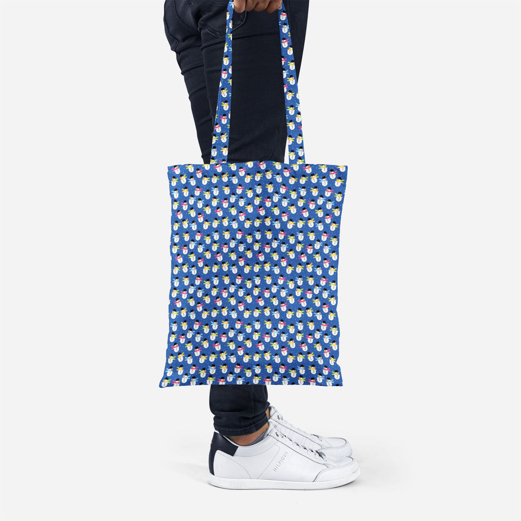 ArtzFolio Snowman Tote Bag Shoulder Purse | Multipurpose-Tote Bags Basic-AZ5007199TOT_RF-IC 5007199 IC 5007199, Baby, Books, Children, Christianity, Decorative, Holidays, Illustrations, Kids, Patterns, Signs, Signs and Symbols, snowman, tote, bag, shoulder, purse, multipurpose, background, blue, bonnet, celebration, child, christmas, cold, color, composition, cute, decor, design, element, fabric, frost, gift, gree, hat, holiday, illustration, kid, merry, night, ornament, ornate, party, pattern, pink, presen
