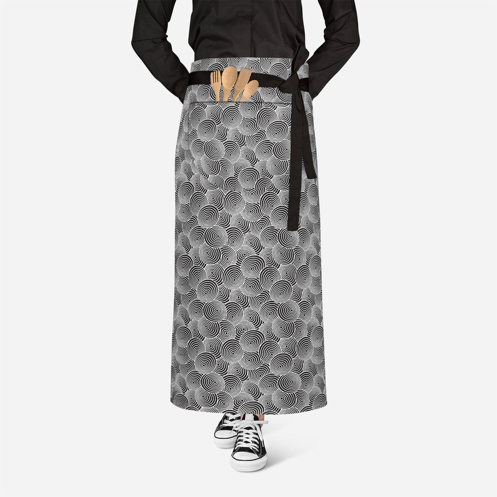 Circled Life Apron | Adjustable, Free Size & Waist Tiebacks-Aprons Waist to Knee-APR_WS_FT-IC 5007200 IC 5007200, Abstract Expressionism, Abstracts, Black, Black and White, Fashion, Geometric, Geometric Abstraction, Illustrations, Patterns, Semi Abstract, White, circled, life, apron, adjustable, free, size, waist, tiebacks, pattern, seamless, wallpaper, and, abstract, background, creative, decor, fabric, illustration, material, ring, textile, texture, tile, artzfolio, kitchen apron, white apron, kids apron,