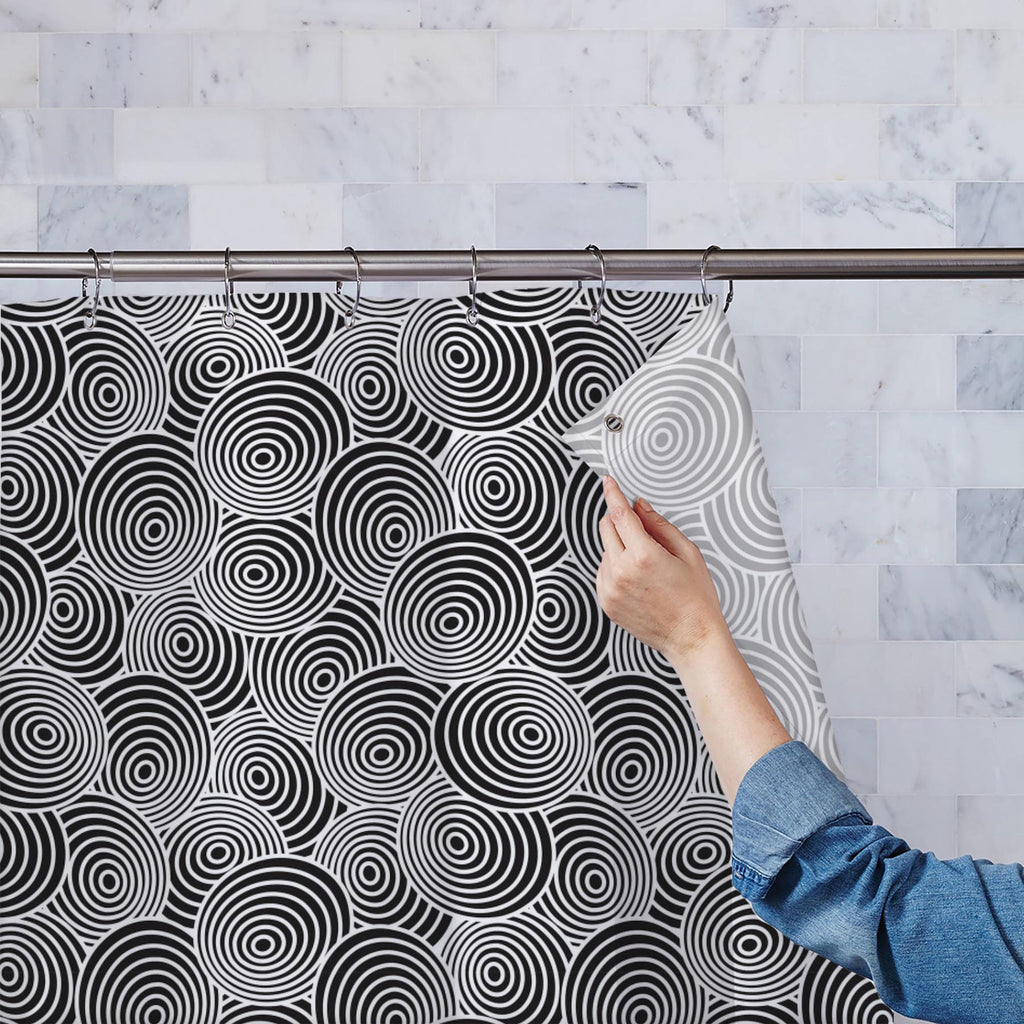 Circled Life Washable Waterproof Shower Curtain-Shower Curtains-CUR_SH-IC 5007200 IC 5007200, Abstract Expressionism, Abstracts, Black, Black and White, Fashion, Geometric, Geometric Abstraction, Illustrations, Patterns, Semi Abstract, White, circled, life, washable, waterproof, shower, curtain, pattern, seamless, wallpaper, and, abstract, background, creative, decor, fabric, illustration, material, ring, textile, texture, tile, artzfolio, shower curtain, bathroom curtain, eyelet shower curtain, waterproof 