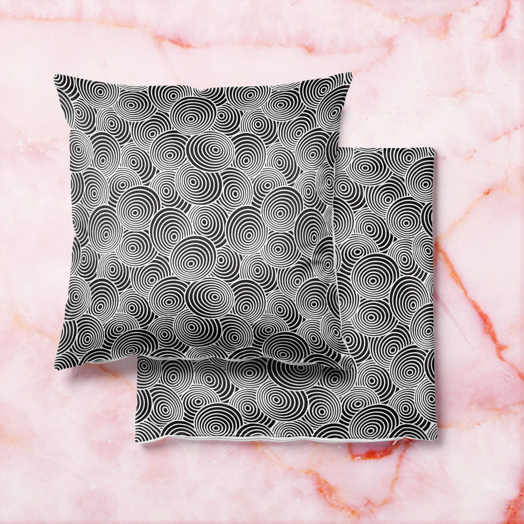 Circled Life Cushion Cover Throw Pillow-Cushion Covers-CUS_CV-IC 5007200 IC 5007200, Abstract Expressionism, Abstracts, Black, Black and White, Fashion, Geometric, Geometric Abstraction, Illustrations, Patterns, Semi Abstract, White, circled, life, cushion, cover, throw, pillow, pattern, seamless, wallpaper, and, abstract, background, creative, decor, fabric, illustration, material, ring, textile, texture, tile, artzfolio, cushion cover, cushion 16x16 set of 5, cushions, cushion covers 16 inch x 16 inch, cu