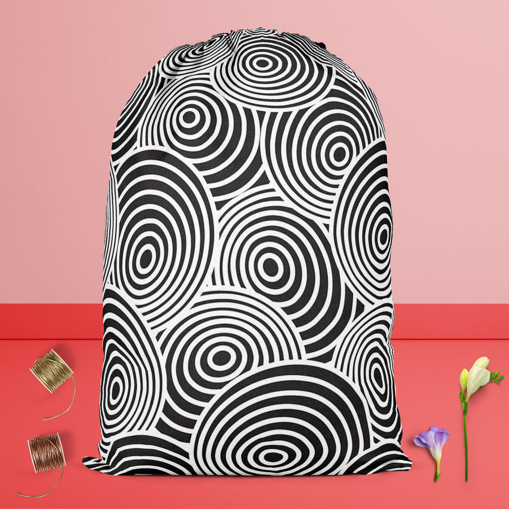 Circled Life Reusable Sack Bag | Bag for Gym, Storage, Vegetable & Travel-Drawstring Sack Bags-SCK_FB_DS-IC 5007200 IC 5007200, Abstract Expressionism, Abstracts, Black, Black and White, Fashion, Geometric, Geometric Abstraction, Illustrations, Patterns, Semi Abstract, White, circled, life, reusable, sack, bag, for, gym, storage, vegetable, travel, pattern, seamless, wallpaper, and, abstract, background, creative, decor, fabric, illustration, material, ring, textile, texture, tile, artzfolio, drawstring bag