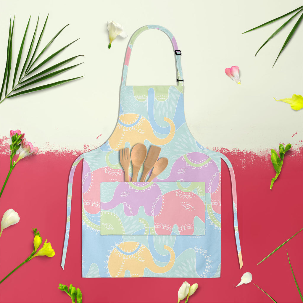 Elephants D2 Apron | Adjustable, Free Size & Waist Tiebacks-Aprons Neck to Knee-APR_NK_KN-IC 5007201 IC 5007201, Abstract Expressionism, Abstracts, Animals, Baby, Botanical, Children, Floral, Flowers, Illustrations, Indian, Kids, Nature, Patterns, Scenic, Semi Abstract, elephants, d2, apron, adjustable, free, size, waist, tiebacks, elephant, abstract, animal, background, flower, funny, illustration, india, pattern, repetition, seamless, summer, wallpaper, artzfolio, kitchen apron, white apron, kids apron, c
