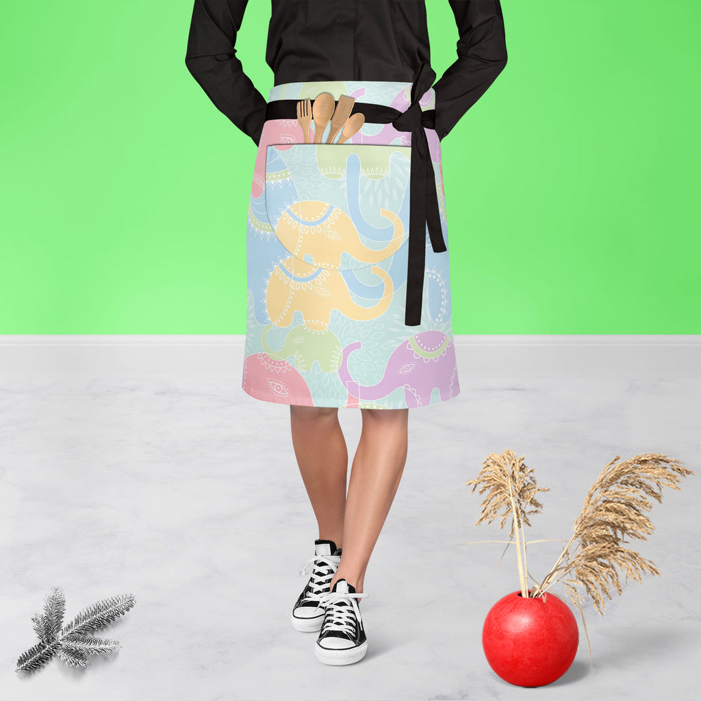Elephants D2 Apron | Adjustable, Free Size & Waist Tiebacks-Apron Waist to Knee-APR_WS_KN-IC 5007201 IC 5007201, Abstract Expressionism, Abstracts, Animals, Baby, Botanical, Children, Floral, Flowers, Illustrations, Indian, Kids, Nature, Patterns, Scenic, Semi Abstract, elephants, d2, apron, adjustable, free, size, waist, tiebacks, elephant, abstract, animal, background, flower, funny, illustration, india, pattern, repetition, seamless, summer, wallpaper, artzfolio, kitchen apron, white apron, kids apron, c