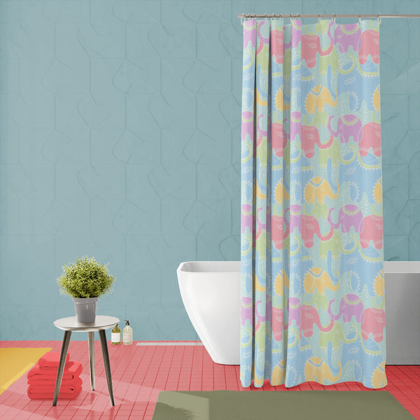 Elephants D2 Washable Waterproof Shower Curtain-Shower Curtains-CUR_SH-IC 5007201 IC 5007201, Abstract Expressionism, Abstracts, Animals, Baby, Botanical, Children, Floral, Flowers, Illustrations, Indian, Kids, Nature, Patterns, Scenic, Semi Abstract, elephants, d2, washable, waterproof, polyester, shower, curtain, eyelets, elephant, abstract, animal, background, flower, funny, illustration, india, pattern, repetition, seamless, summer, wallpaper, artzfolio, shower curtain, bathroom curtain, eyelet shower c