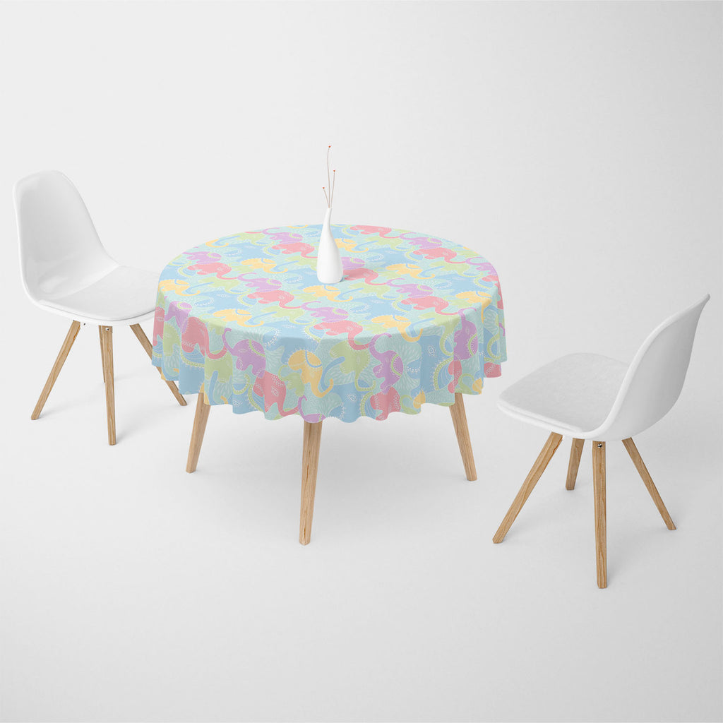 Elephants Table Cloth Cover-Table Covers-CVR_TB_RD-IC 5007201 IC 5007201, Abstract Expressionism, Abstracts, Animals, Baby, Botanical, Children, Floral, Flowers, Illustrations, Indian, Kids, Nature, Patterns, Scenic, Semi Abstract, elephants, table, cloth, cover, elephant, abstract, animal, background, flower, funny, illustration, india, pattern, repetition, seamless, summer, wallpaper, artzfolio, table cloth, table cover, dining table cloth, round table cloth, plastic sheet for dining table, center table c