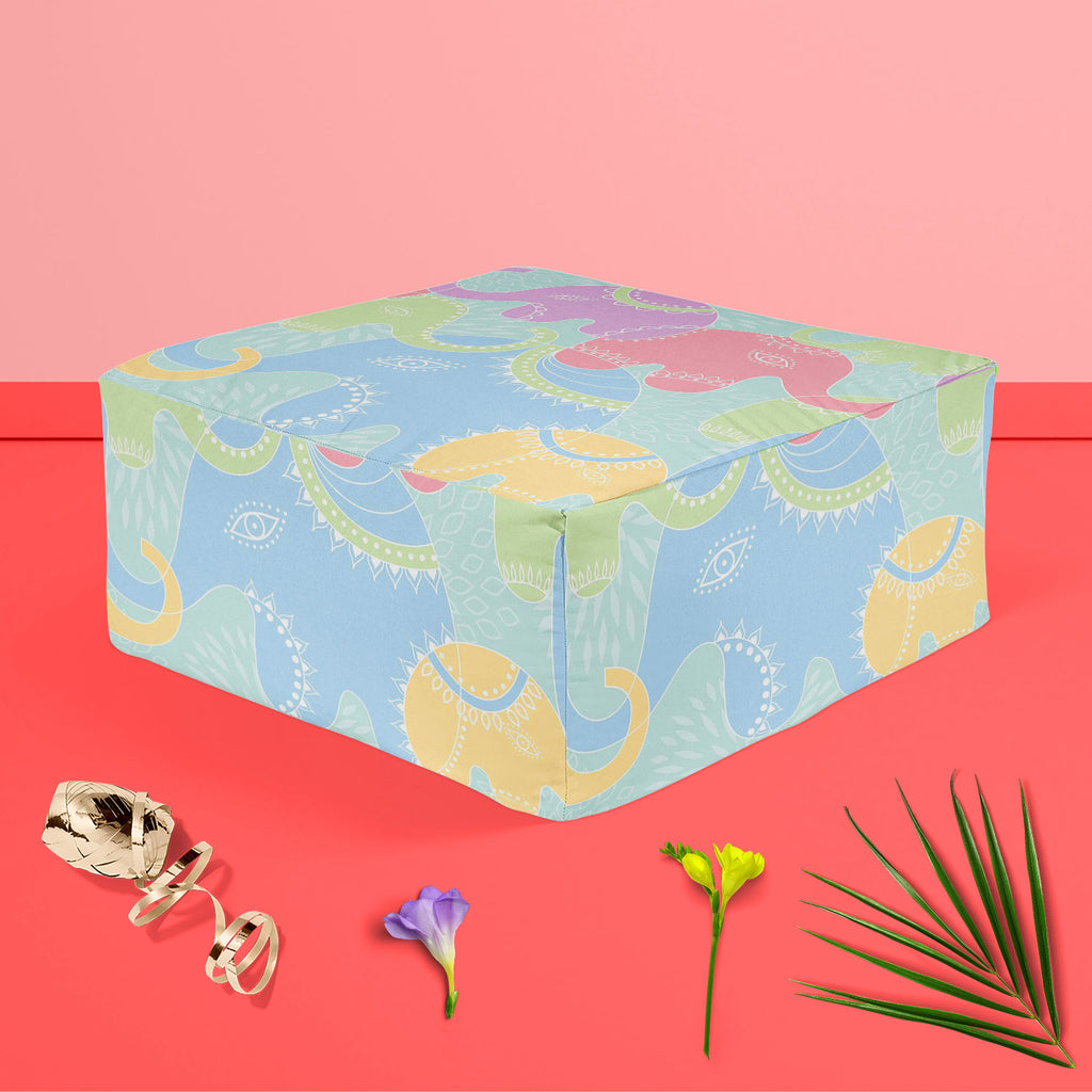 Elephants D2 Footstool Footrest Puffy Pouffe Ottoman Bean Bag | Canvas Fabric-Footstools-FST_CB_BN-IC 5007201 IC 5007201, Abstract Expressionism, Abstracts, Animals, Baby, Botanical, Children, Floral, Flowers, Illustrations, Indian, Kids, Nature, Patterns, Scenic, Semi Abstract, elephants, d2, footstool, footrest, puffy, pouffe, ottoman, bean, bag, canvas, fabric, elephant, abstract, animal, background, flower, funny, illustration, india, pattern, repetition, seamless, summer, wallpaper, artzfolio, pouf, ot