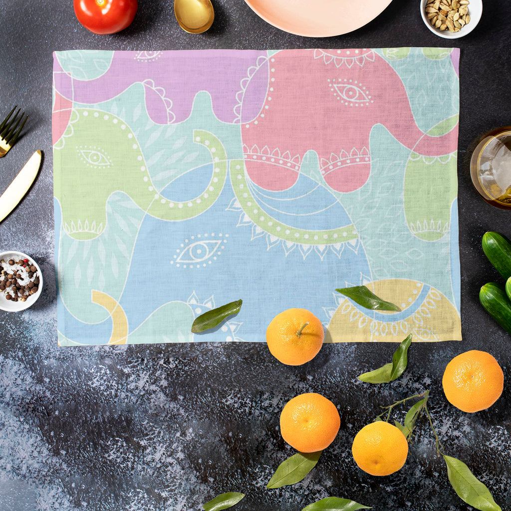 Elephants D2 Table Mat Placemat-Table Place Mats Fabric-MAT_TB-IC 5007201 IC 5007201, Abstract Expressionism, Abstracts, Animals, Baby, Botanical, Children, Floral, Flowers, Illustrations, Indian, Kids, Nature, Patterns, Scenic, Semi Abstract, elephants, d2, table, mat, placemat, elephant, abstract, animal, background, flower, funny, illustration, india, pattern, repetition, seamless, summer, wallpaper, artzfolio, table mats for dining table, table mat, table mats, placemats, placemats set of 6, dinning tab