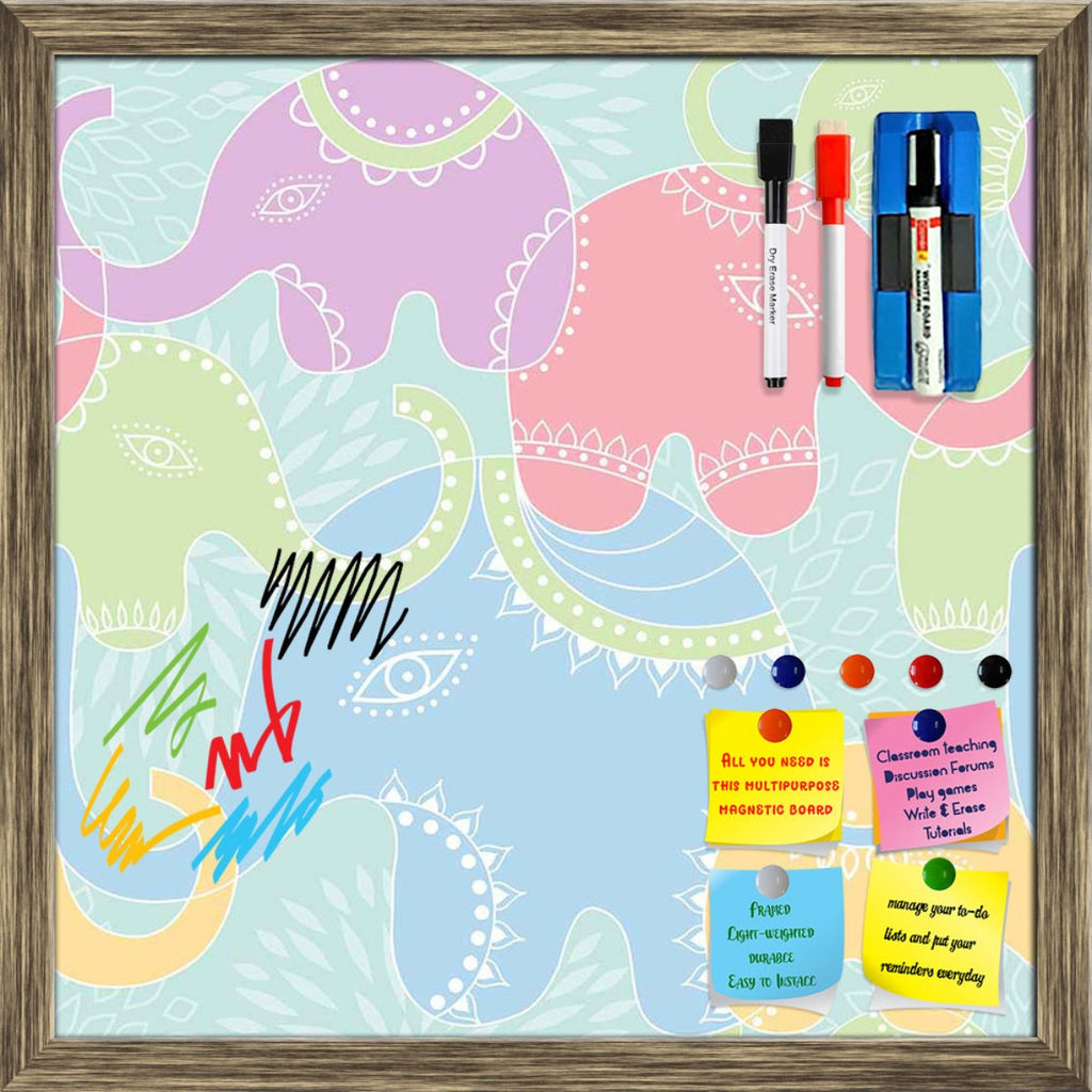 Elephants Framed Magnetic Dry Erase Board | Combo with Magnet Buttons & Markers-Magnetic Boards Framed-MGB_FR-IC 5007201 IC 5007201, Abstract Expressionism, Abstracts, Animals, Baby, Botanical, Children, Floral, Flowers, Illustrations, Indian, Kids, Nature, Patterns, Scenic, Semi Abstract, elephants, framed, magnetic, dry, erase, board, printed, whiteboard, with, 4, magnets, 2, markers, 1, duster, elephant, abstract, animal, background, flower, funny, illustration, india, pattern, repetition, seamless, summ