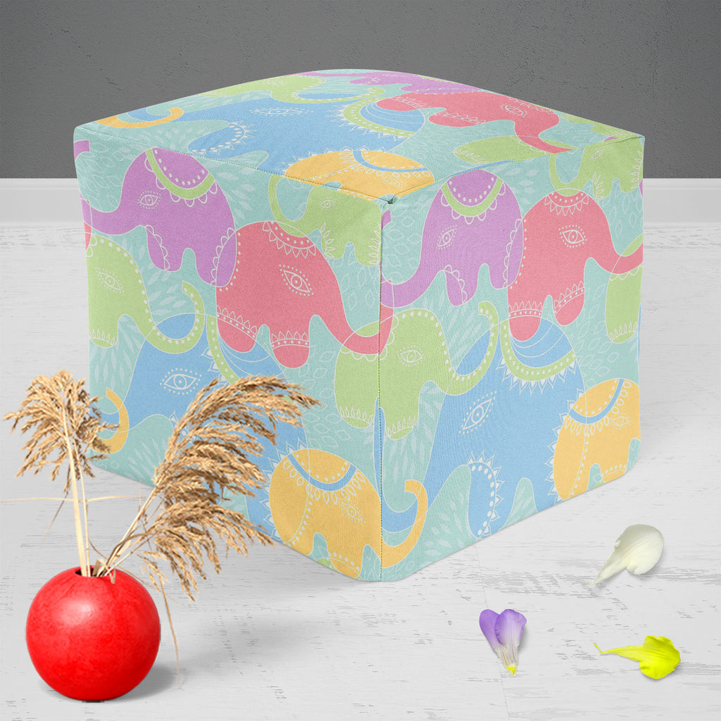 Elephants D2 Footstool Footrest Puffy Pouffe Ottoman Bean Bag | Canvas Fabric-Footstools-FST_CB_BN-IC 5007201 IC 5007201, Abstract Expressionism, Abstracts, Animals, Baby, Botanical, Children, Floral, Flowers, Illustrations, Indian, Kids, Nature, Patterns, Scenic, Semi Abstract, elephants, d2, footstool, footrest, puffy, pouffe, ottoman, bean, bag, canvas, fabric, elephant, abstract, animal, background, flower, funny, illustration, india, pattern, repetition, seamless, summer, wallpaper, artzfolio, pouf, ot