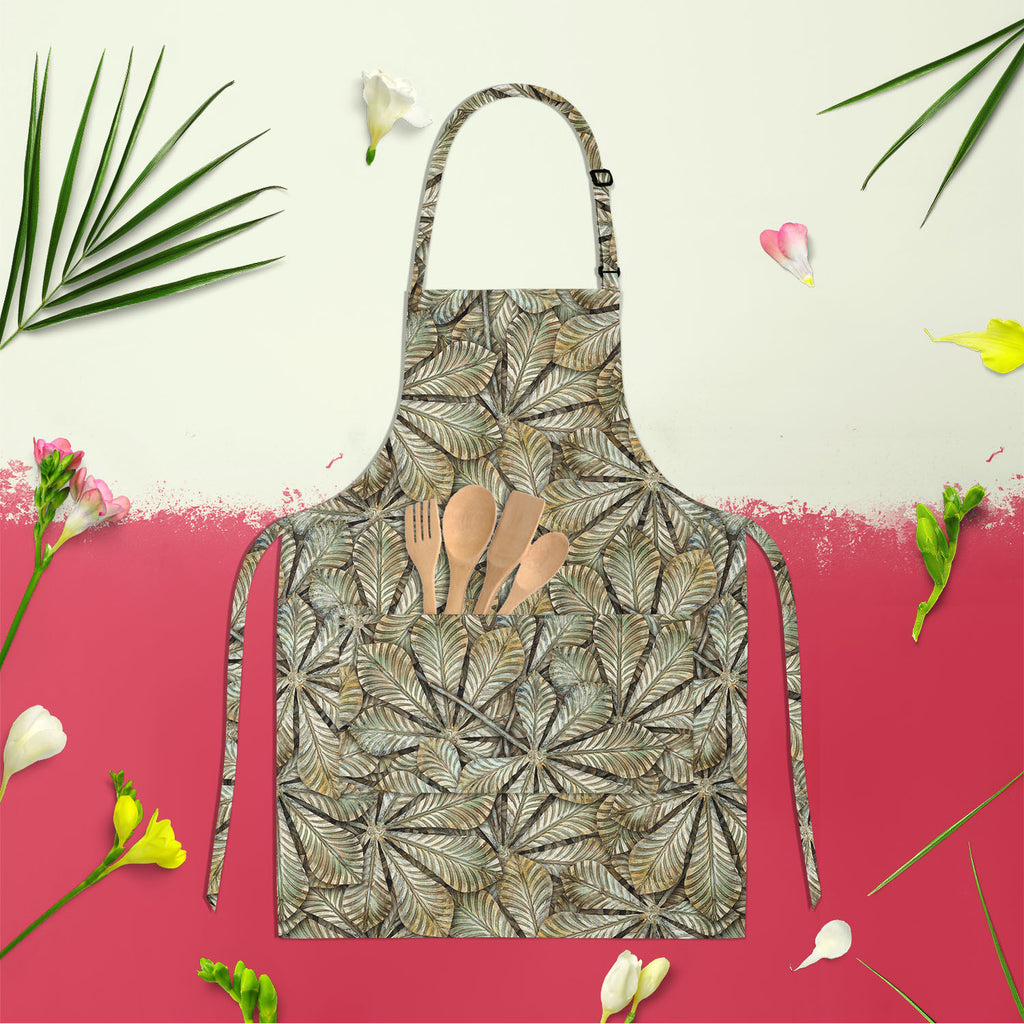 Chestnut Leafs Apron | Adjustable, Free Size & Waist Tiebacks-Aprons Neck to Knee-APR_NK_KN-IC 5007204 IC 5007204, Art and Paintings, Botanical, Decorative, Floral, Flowers, Nature, Patterns, Metallic, chestnut, leafs, apron, adjustable, free, size, waist, tiebacks, seamless, pattern, art, backdrop, background, bronzed, brown, closeup, decorate, decoration, embellish, forge, greenish, hammered, leaf, metal, ornament, ornamental, oxide, plate, seamlessly, texture, wrought, artzfolio, kitchen apron, white apr