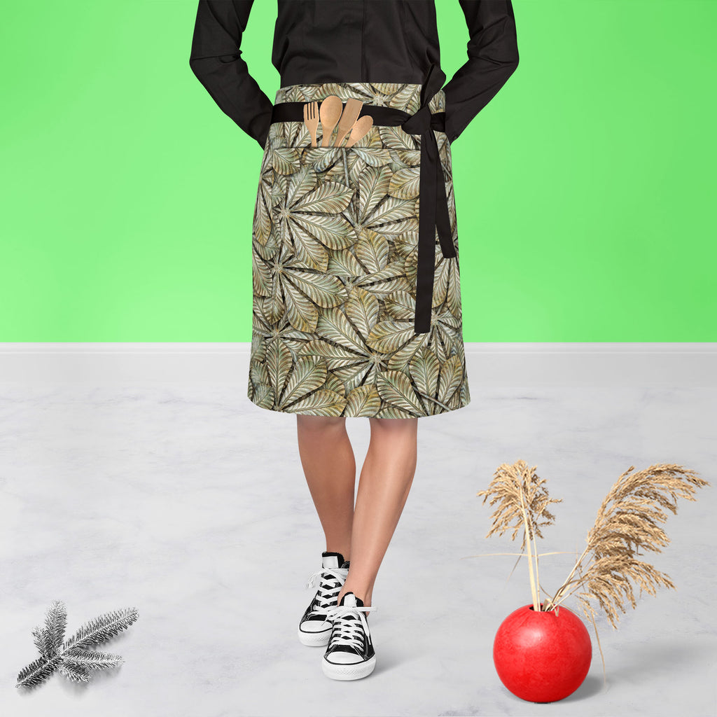Chestnut Leafs Apron | Adjustable, Free Size & Waist Tiebacks-Apron Waist to Knee-APR_WS_KN-IC 5007204 IC 5007204, Art and Paintings, Botanical, Decorative, Floral, Flowers, Nature, Patterns, Metallic, chestnut, leafs, apron, adjustable, free, size, waist, tiebacks, seamless, pattern, art, backdrop, background, bronzed, brown, closeup, decorate, decoration, embellish, forge, greenish, hammered, leaf, metal, ornament, ornamental, oxide, plate, seamlessly, texture, wrought, artzfolio, kitchen apron, white apr