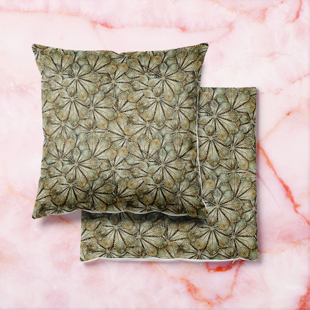 Chestnut Leafs Cushion Cover Throw Pillow-Cushion Covers-CUS_CV-IC 5007204 IC 5007204, Art and Paintings, Botanical, Decorative, Floral, Flowers, Nature, Patterns, Metallic, chestnut, leafs, cushion, cover, throw, pillow, seamless, pattern, art, backdrop, background, bronzed, brown, closeup, decorate, decoration, embellish, forge, greenish, hammered, leaf, metal, ornament, ornamental, oxide, plate, seamlessly, texture, wrought, artzfolio, cushion cover, cushion 16x16 set of 5, cushions, cushion covers 16 in