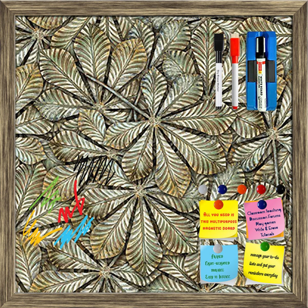 Chestnut Leafs Framed Magnetic Dry Erase Board | Combo with Magnet Buttons & Markers-Magnetic Boards Framed-MGB_FR-IC 5007204 IC 5007204, Art and Paintings, Botanical, Decorative, Floral, Flowers, Nature, Patterns, Metallic, chestnut, leafs, framed, magnetic, dry, erase, board, printed, whiteboard, with, 4, magnets, 2, markers, 1, duster, seamless, pattern, art, backdrop, background, bronzed, brown, closeup, decorate, decoration, embellish, forge, greenish, hammered, leaf, metal, ornament, ornamental, oxide