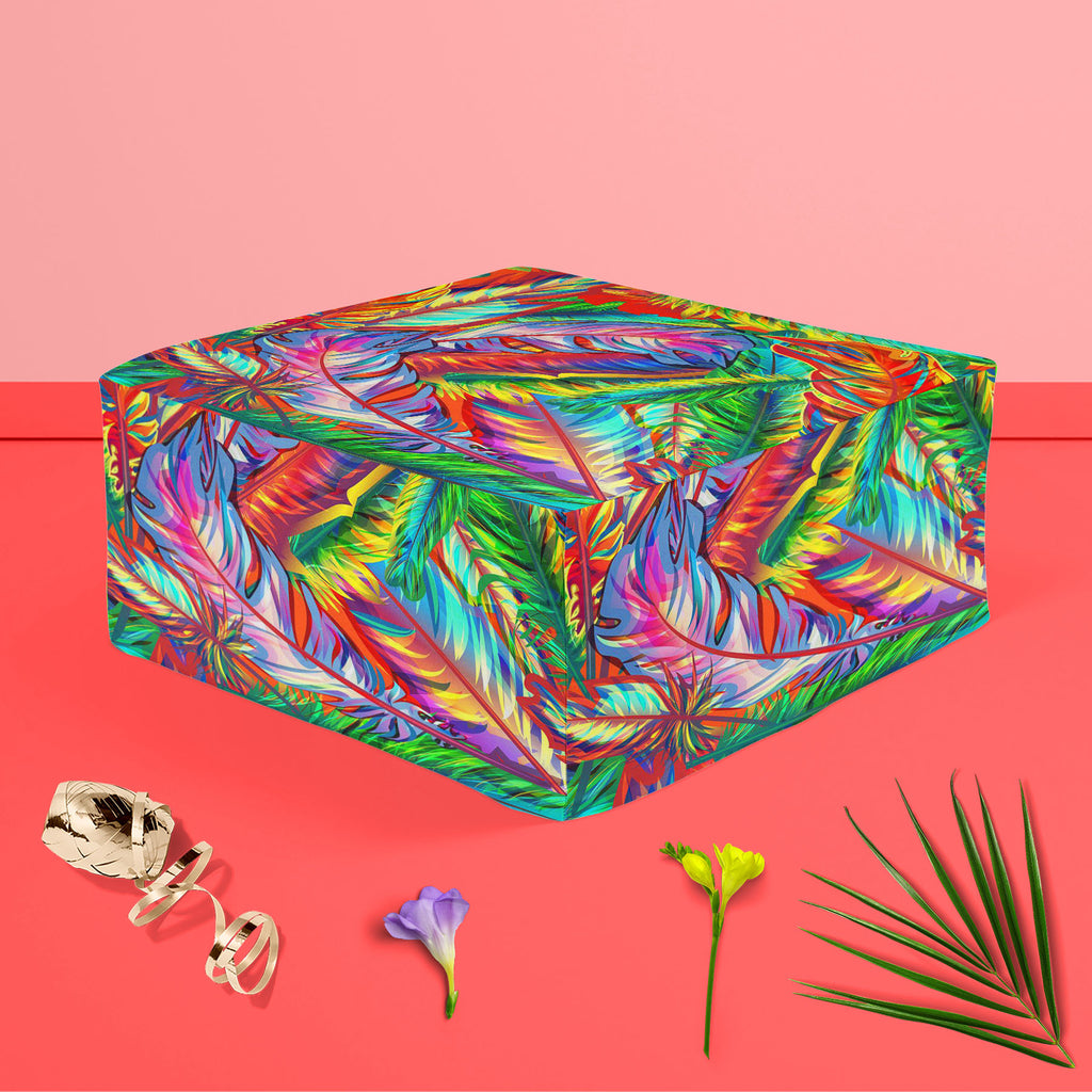 Bright Feathers Footstool Footrest Puffy Pouffe Ottoman Bean Bag | Canvas Fabric-Footstools-FST_CB_BN-IC 5007206 IC 5007206, Abstract Expressionism, Abstracts, Art and Paintings, Birds, Decorative, Drawing, Festivals, Festivals and Occasions, Festive, Illustrations, Nature, Paintings, Patterns, Scenic, Semi Abstract, Signs, Signs and Symbols, bright, feathers, footstool, footrest, puffy, pouffe, ottoman, bean, bag, canvas, fabric, seamless, feather, abstract, art, backdrop, background, beautiful, bird, braz