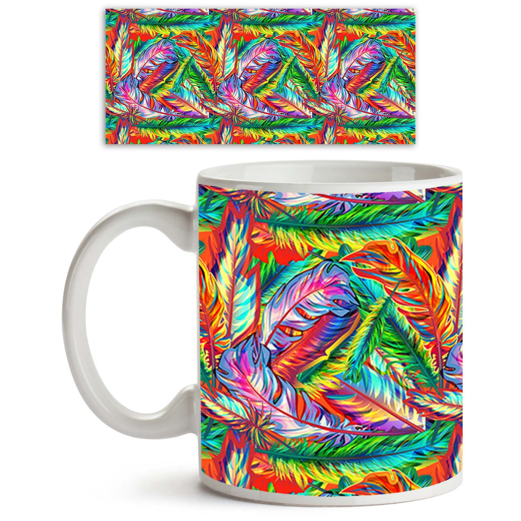 Bright Feathers Ceramic Coffee Tea Mug Inside White-Coffee Mugs-MUG-IC 5007206 IC 5007206, Abstract Expressionism, Abstracts, Art and Paintings, Birds, Decorative, Drawing, Festivals, Festivals and Occasions, Festive, Illustrations, Nature, Paintings, Patterns, Scenic, Semi Abstract, Signs, Signs and Symbols, bright, feathers, ceramic, coffee, tea, mug, inside, white, seamless, feather, abstract, art, backdrop, background, beautiful, bird, brazil, canvas, carnival, decor, decoration, design, eve, exotic, fa