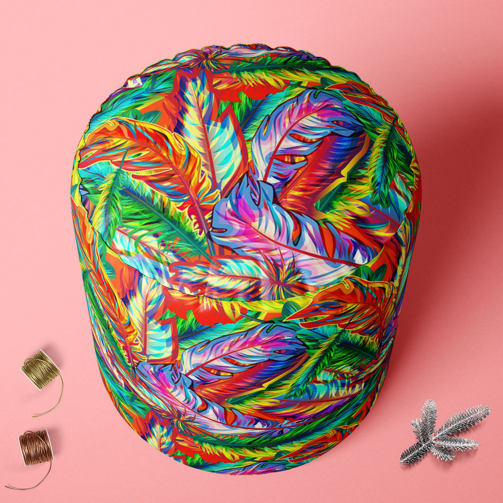 Bright Feathers Footstool Footrest Puffy Pouffe Ottoman Bean Bag | Canvas Fabric-Footstools-FST_CB_BN-IC 5007206 IC 5007206, Abstract Expressionism, Abstracts, Art and Paintings, Birds, Decorative, Drawing, Festivals, Festivals and Occasions, Festive, Illustrations, Nature, Paintings, Patterns, Scenic, Semi Abstract, Signs, Signs and Symbols, bright, feathers, footstool, footrest, puffy, pouffe, ottoman, bean, bag, canvas, fabric, seamless, feather, abstract, art, backdrop, background, beautiful, bird, braz