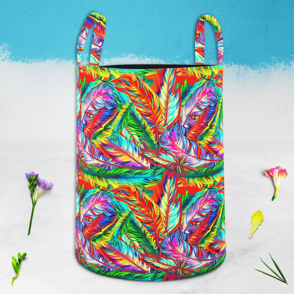 Bright Feathers Foldable Open Storage Bin | Organizer Box, Toy Basket, Shelf Box, Laundry Bag | Canvas Fabric-Storage Bins-STR_BI_CB-IC 5007206 IC 5007206, Abstract Expressionism, Abstracts, Art and Paintings, Birds, Decorative, Drawing, Festivals, Festivals and Occasions, Festive, Illustrations, Nature, Paintings, Patterns, Scenic, Semi Abstract, Signs, Signs and Symbols, bright, feathers, foldable, open, storage, bin, organizer, box, toy, basket, shelf, laundry, bag, canvas, fabric, seamless, feather, abs