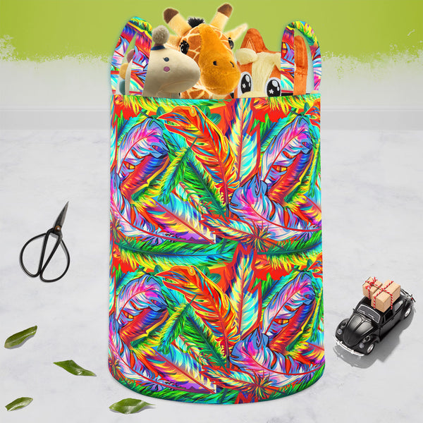Bright Feathers Foldable Open Storage Bin | Organizer Box, Toy Basket, Shelf Box, Laundry Bag | Canvas Fabric-Storage Bins-STR_BI_CB-IC 5007206 IC 5007206, Abstract Expressionism, Abstracts, Art and Paintings, Birds, Decorative, Drawing, Festivals, Festivals and Occasions, Festive, Illustrations, Nature, Paintings, Patterns, Scenic, Semi Abstract, Signs, Signs and Symbols, bright, feathers, foldable, open, storage, bin, organizer, box, toy, basket, shelf, laundry, bag, canvas, fabric, seamless, feather, abs