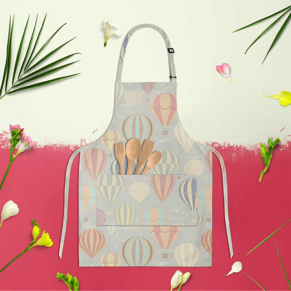 Air Balloons Apron | Adjustable, Free Size & Waist Tiebacks - Aprons Neck to Knee - ArtzFolio.com