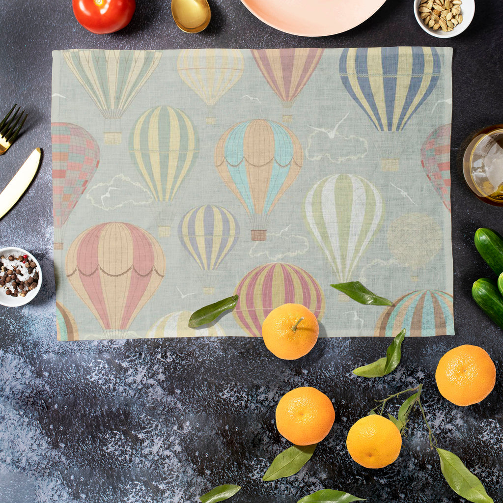Air Balloons Table Mat Placemat-Table Place Mats Fabric-MAT_TB-IC 5007207 IC 5007207, Ancient, Art and Paintings, Automobiles, Birds, Drawing, Festivals, Festivals and Occasions, Festive, Historical, Illustrations, Medieval, Paintings, Patterns, Retro, Signs, Signs and Symbols, Sports, Stripes, Transportation, Travel, Vehicles, Vintage, air, balloons, table, mat, placemat, hot, balloon, seamless, above, adventure, aerial, art, aviation, background, ballooning, basket, bird, blue, cloud, color, design, festi