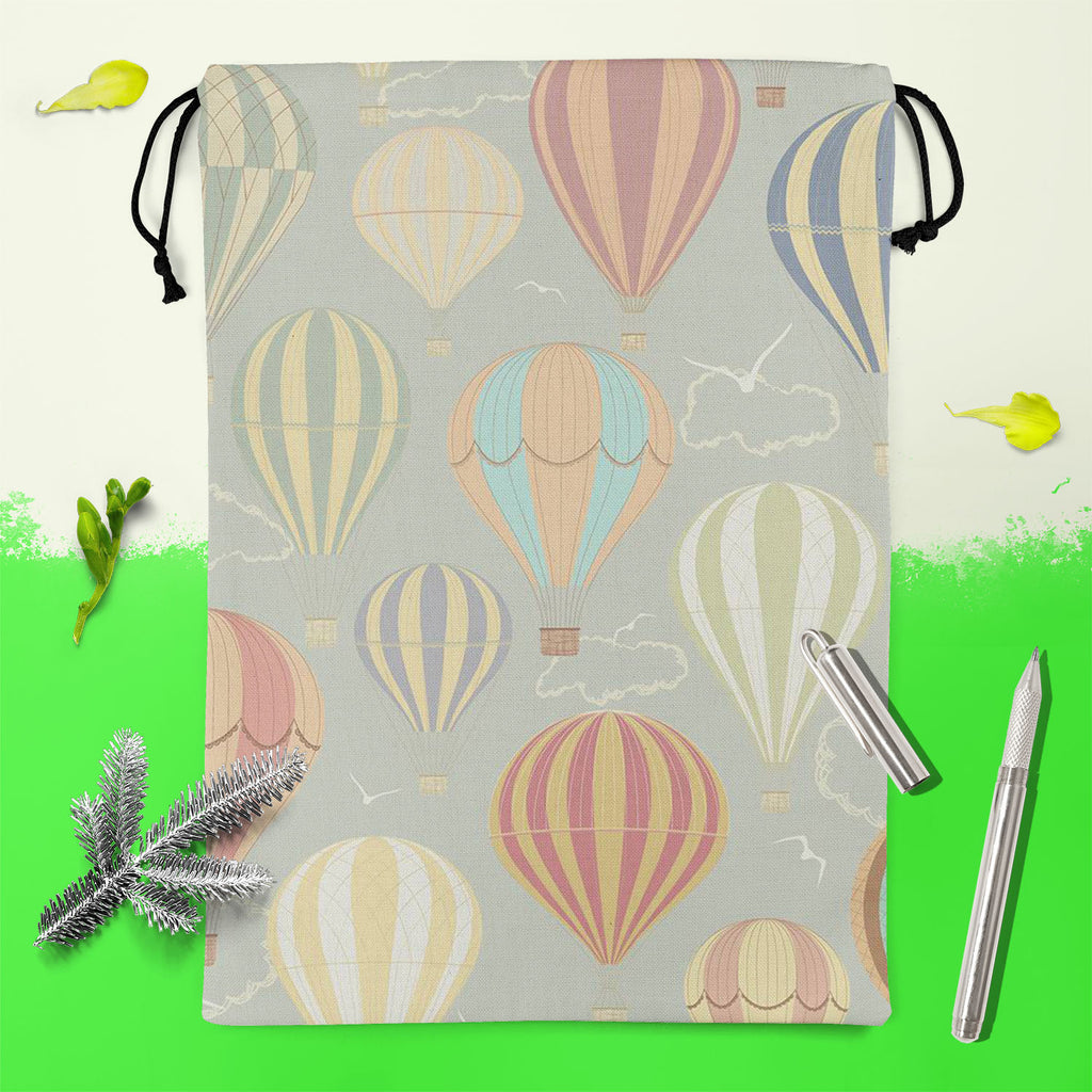 Air Balloons Reusable Sack Bag | Bag for Gym, Storage, Vegetable & Travel - Drawstring Sack Bags - ArtzFolio.com