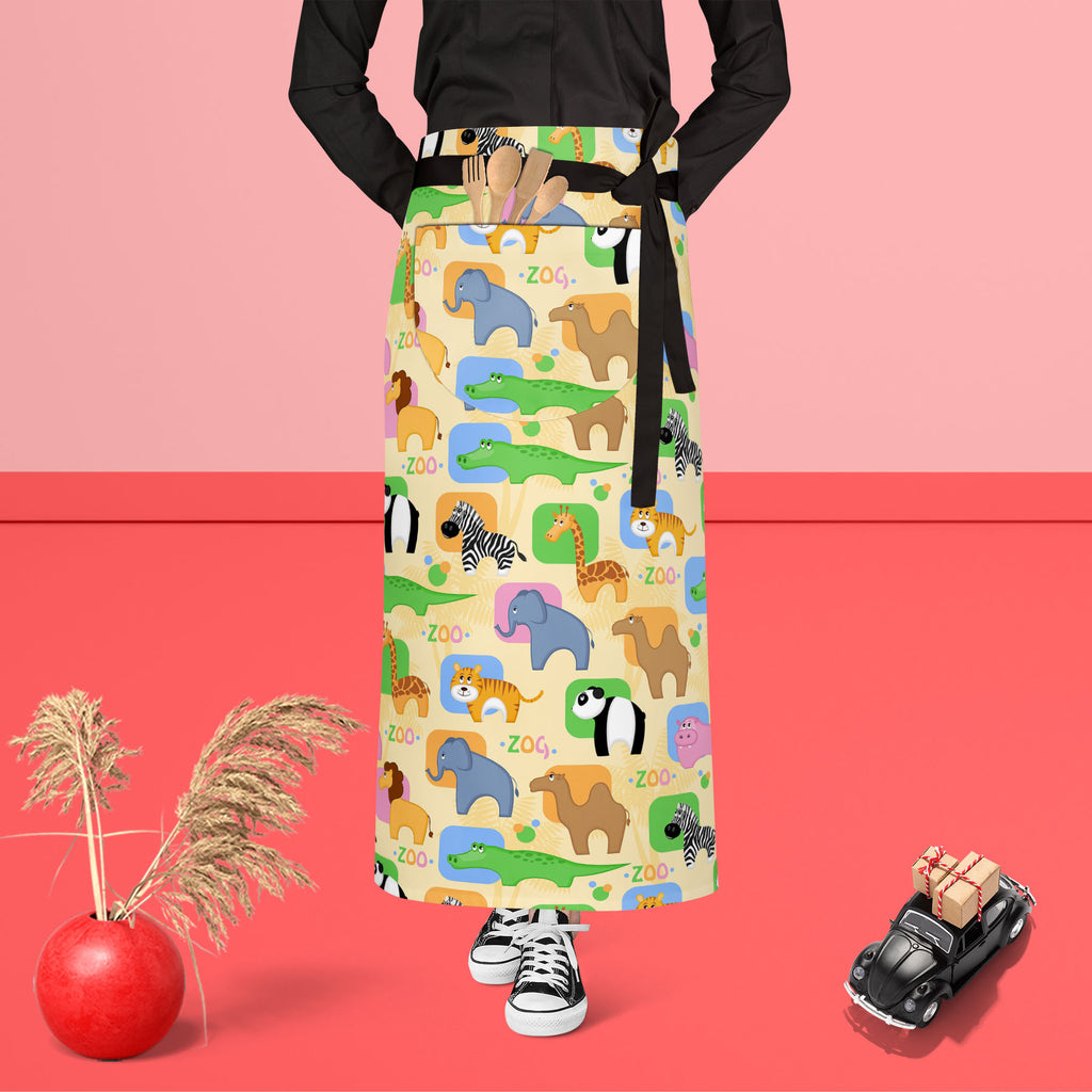 African Animals D1 Apron | Adjustable, Free Size & Waist Tiebacks - Aprons Waist to Feet - ArtzFolio.com