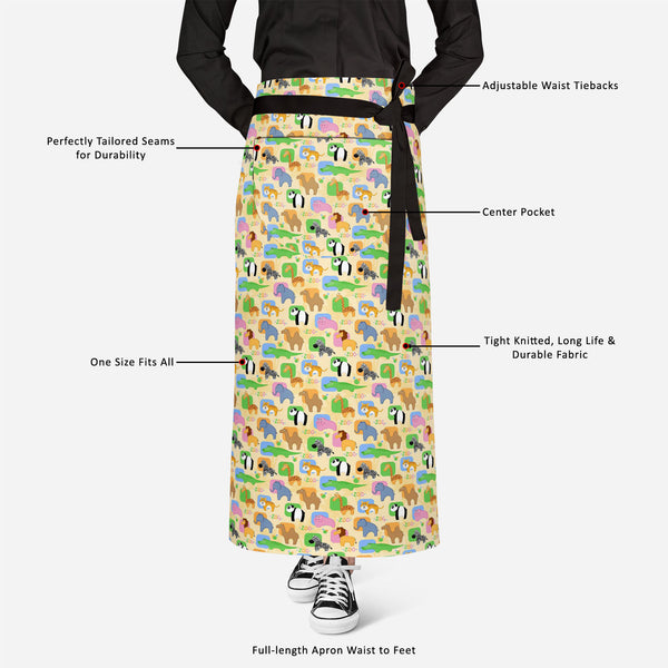 African Animals Apron | Adjustable, Free Size & Waist Tiebacks-Aprons Waist to Knee-APR_WS_FT-IC 5007209 IC 5007209, Abstract Expressionism, Abstracts, African, Animals, Animated Cartoons, Botanical, Caricature, Cartoons, Floral, Flowers, Nature, Patterns, Semi Abstract, full-length, apron, poly-cotton, fabric, adjustable, waist, tiebacks, funny, abstract, africa, animal, background, camel, cartoon, colorful, crocodile, cute, elephant, giraffe, hippo, life, lion, mammal, material, palm, panda, pattern, repe