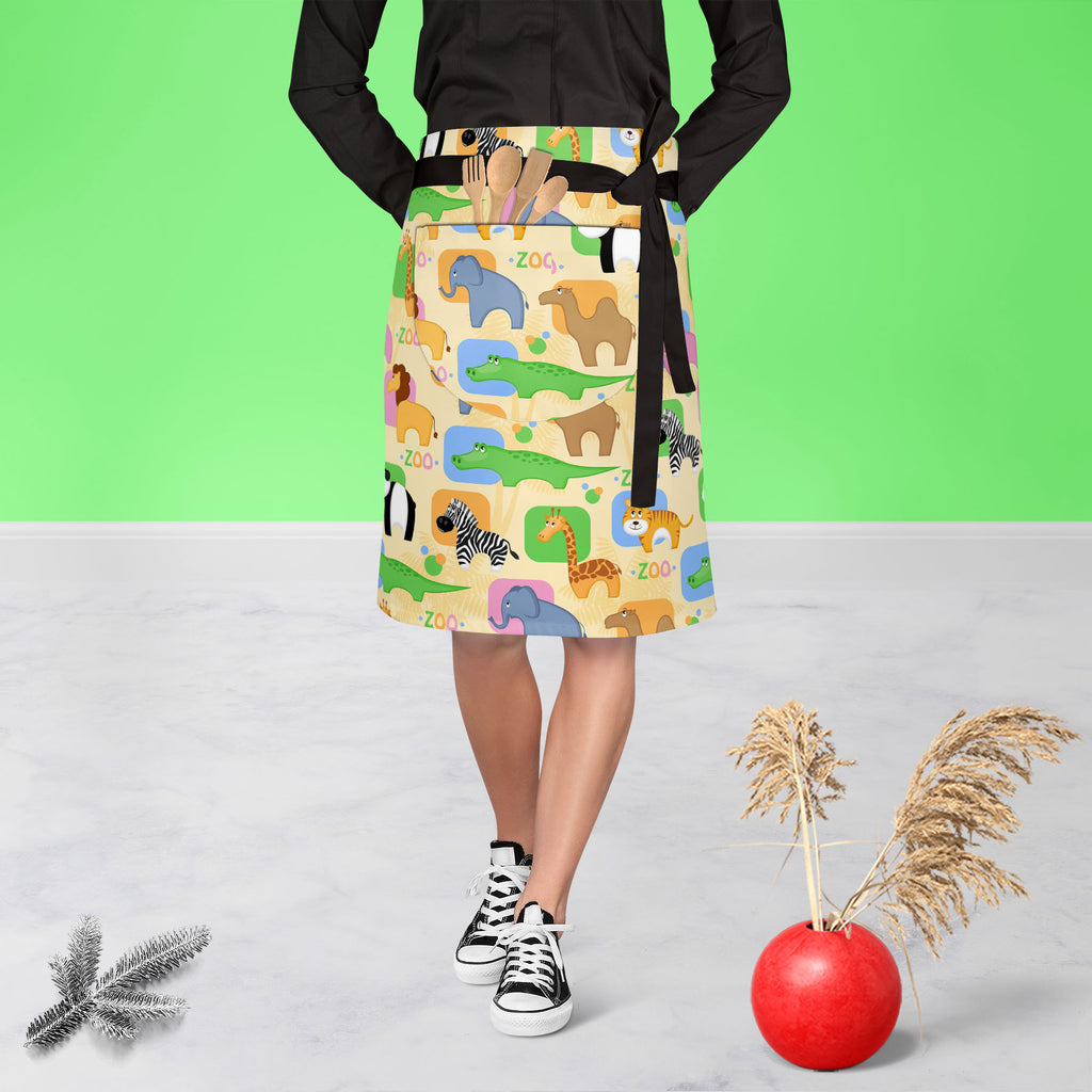 African Animals D1 Apron | Adjustable, Free Size & Waist Tiebacks - Apron Waist to Knee - ArtzFolio.com