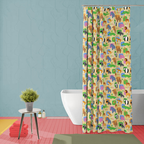 African Animals D1 Washable Waterproof Shower Curtain-Shower Curtains-CUR_SH-IC 5007209 IC 5007209, Abstract Expressionism, Abstracts, African, Animals, Animated Cartoons, Botanical, Caricature, Cartoons, Floral, Flowers, Nature, Patterns, Semi Abstract, d1, washable, waterproof, polyester, shower, curtain, eyelets, funny, abstract, africa, animal, background, camel, cartoon, colorful, crocodile, cute, elephant, giraffe, hippo, life, lion, mammal, material, palm, panda, pattern, repeated, river, seamless, t