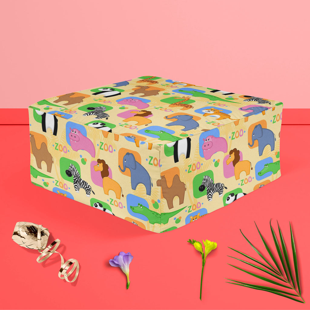 African Animals D1 Footstool Footrest Puffy Pouffe Ottoman Bean Bag | Canvas Fabric - Footstools - ArtzFolio.com