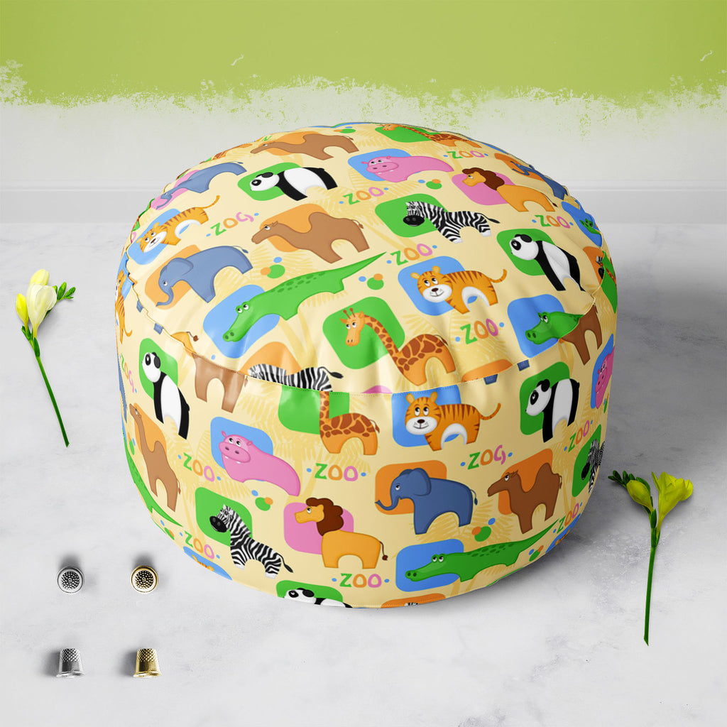 African Animals D1 Footstool Footrest Puffy Pouffe Ottoman Bean Bag | Canvas Fabric - Footstools - ArtzFolio.com