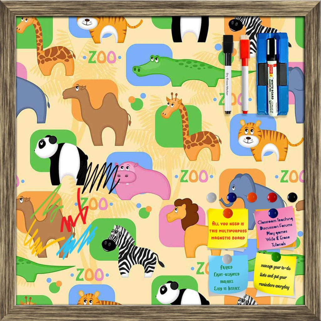 African Animals Framed Magnetic Dry Erase Board | Combo with Magnet Buttons & Markers - Magnetic Boards Framed - ArtzFolio.com