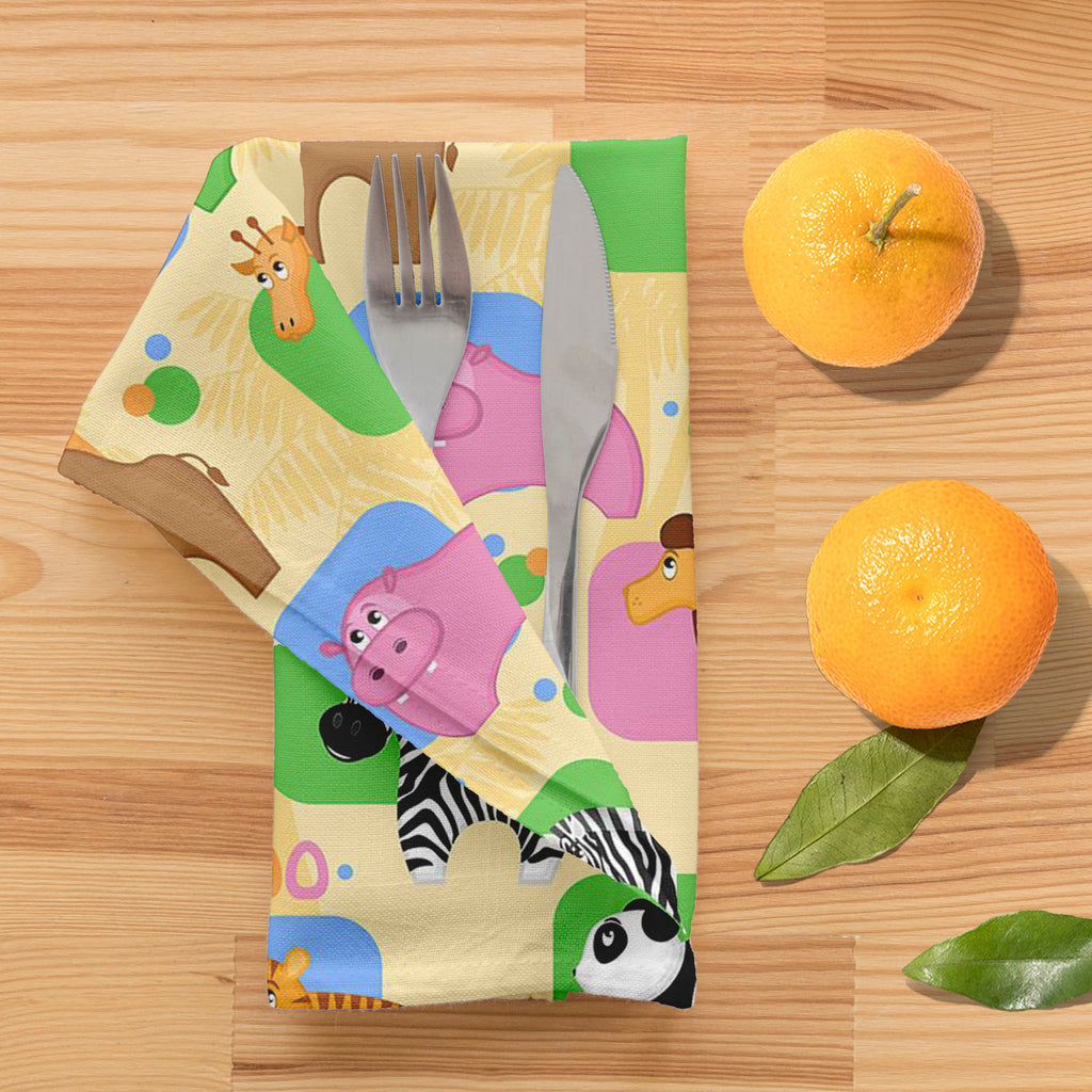 African Animals D1 Table Napkin-Table Napkins-NAP_TB-IC 5007209 IC 5007209, Abstract Expressionism, Abstracts, African, Animals, Animated Cartoons, Botanical, Caricature, Cartoons, Floral, Flowers, Nature, Patterns, Semi Abstract, d1, table, napkin, funny, abstract, africa, animal, background, camel, cartoon, colorful, crocodile, cute, elephant, giraffe, hippo, life, lion, mammal, material, palm, panda, pattern, repeated, river, seamless, textile, tiger, tile, wallpaper, wild, zebra, zoo, artzfolio, napkins