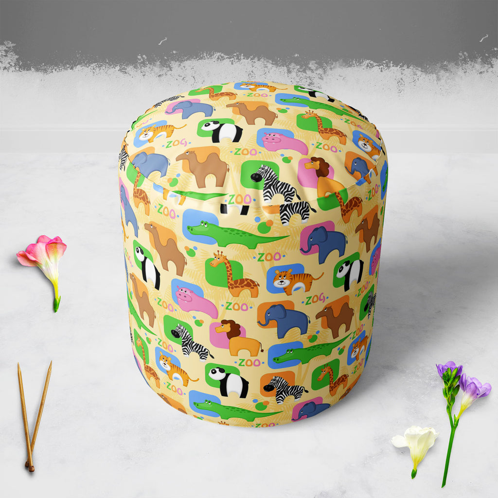 African Animals D1 Footstool Footrest Puffy Pouffe Ottoman Bean Bag | Canvas Fabric - Footstools - ArtzFolio.com