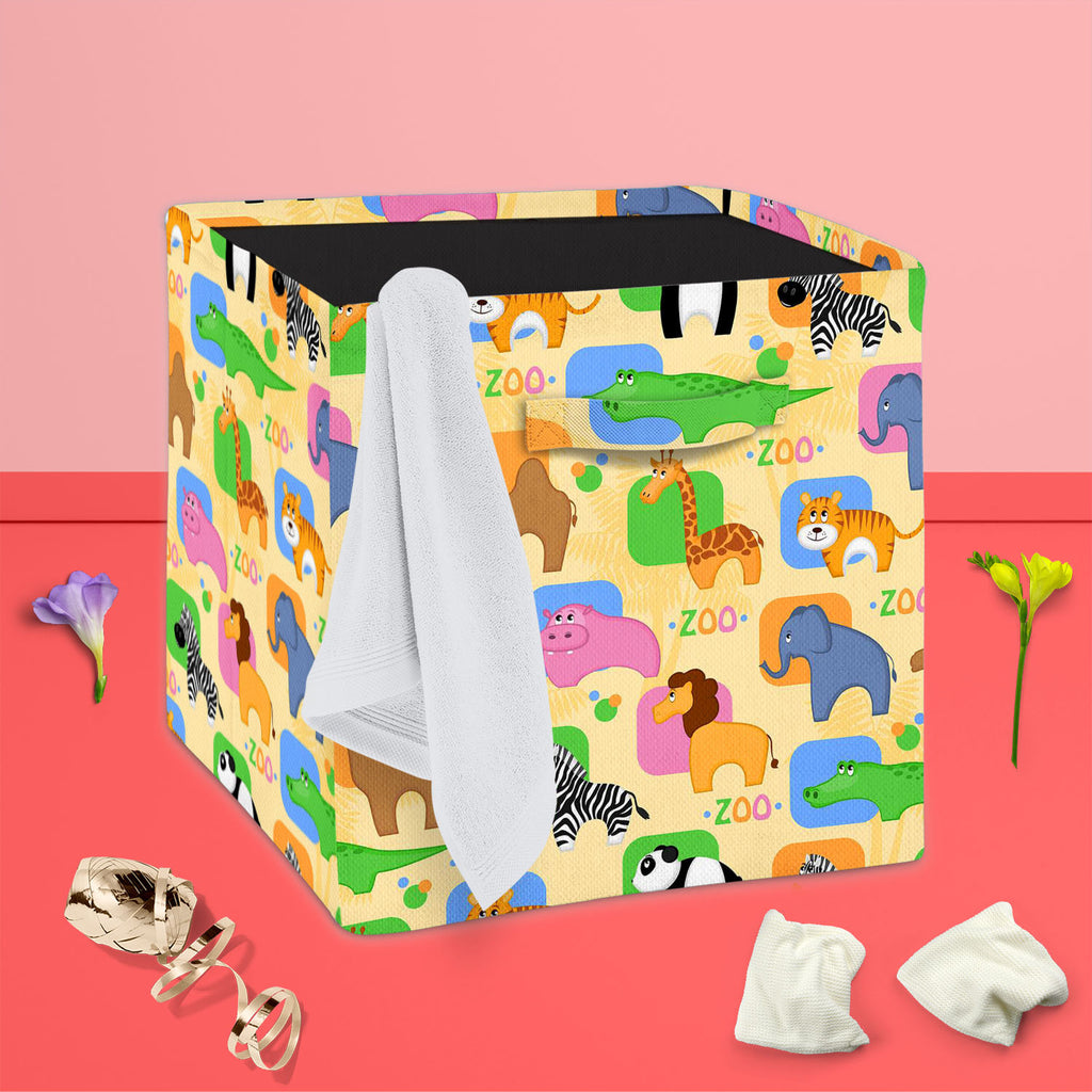 African Animals D1 Foldable Open Storage Bin | Organizer Box, Toy Basket, Shelf Box, Laundry Bag | Canvas Fabric - Storage Bins - ArtzFolio.com