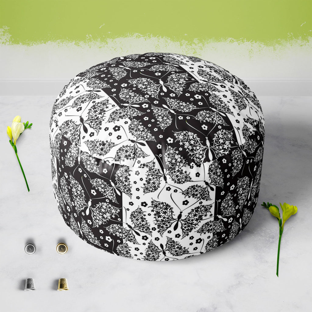 Butterflies & Flowers Footstool Footrest Puffy Pouffe Ottoman Bean Bag | Canvas Fabric-Footstools-FST_CB_BN-IC 5007212 IC 5007212, Abstract Expressionism, Abstracts, Ancient, Art and Paintings, Botanical, Decorative, Digital, Digital Art, Drawing, Floral, Flowers, Graphic, Historical, Illustrations, Medieval, Modern Art, Nature, Paintings, Patterns, Scenic, Seasons, Semi Abstract, Signs, Signs and Symbols, Symbols, Victorian, Vintage, butterflies, footstool, footrest, puffy, pouffe, ottoman, bean, bag, canv