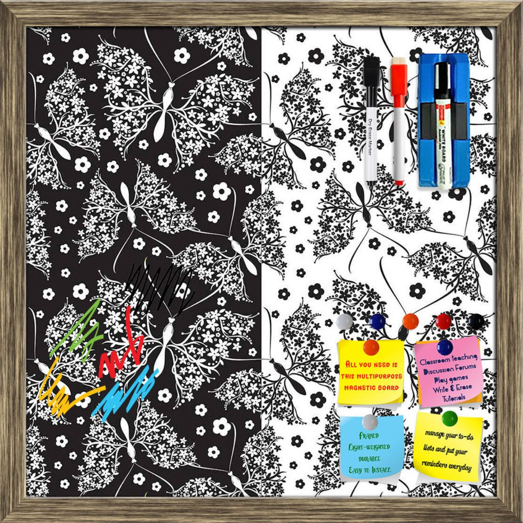 Butterflies & Flowers Framed Magnetic Dry Erase Board | Combo with Magnet Buttons & Markers-Magnetic Boards Framed-MGB_FR-IC 5007212 IC 5007212, Abstract Expressionism, Abstracts, Ancient, Art and Paintings, Botanical, Decorative, Digital, Digital Art, Drawing, Floral, Flowers, Graphic, Historical, Illustrations, Medieval, Modern Art, Nature, Paintings, Patterns, Scenic, Seasons, Semi Abstract, Signs, Signs and Symbols, Symbols, Victorian, Vintage, butterflies, framed, magnetic, dry, erase, board, printed, 