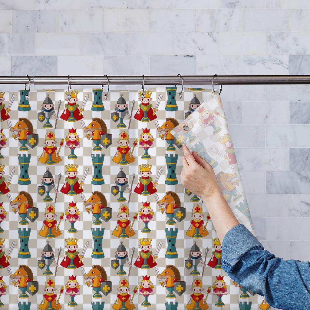 Cartoon Chess, Animated Cartoons, Black, Black and White, Caricature, Cartoons, Comics, Illustrations, Patterns, Sports, White, Wooden, 108 inch, 6feet, 72inch, 7feet, 84 inch, bathroom, bathtub, curtain, custom, dark, design, eyelet, home, hotel, plastic, polyester, pvc, set of 2, shower, single, vinyl, washable, washroom, waterproof, , , , 