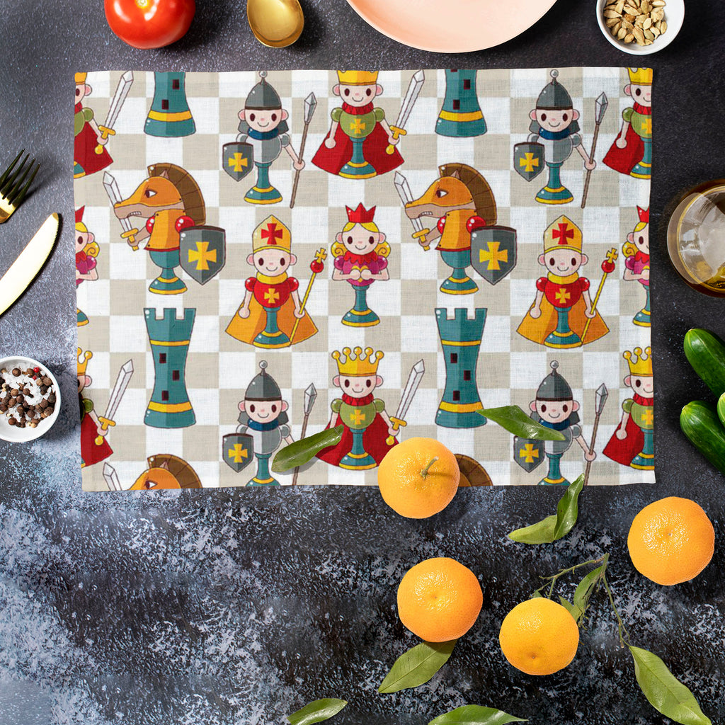 Cartoon Chess, Animated Cartoons, Black, Black and White, Caricature, Cartoons, Comics, Illustrations, Patterns, Sports, White, Wooden, bed, center, coffee, cotton, dining, dinner, fabric, kitchen, living, mat, napkin, placemat, placement, pvc, room, set of 2, set of 4, set of 6, set of 8, single, table, tablemat, washable, waterproof, , , , 