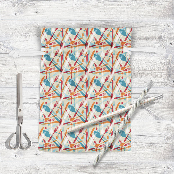Knife & Spoon Pouch Wrist Potli Bag | Bag for Weddings & Casual Parties-Drawstring Pouches-PCH_FB_DS-IC 5007219 IC 5007219, Abstract Expressionism, Abstracts, Beverage, Cuisine, Food, Food and Beverage, Food and Drink, Icons, Illustrations, Kitchen, Patterns, Semi Abstract, Signs and Symbols, Symbols, knife, spoon, pouch, wrist, potli, bag, for, weddings, casual, parties, cotton, canvas, fabric, pattern, bistro, seamless, abstract, background, cafe, card, celebrate, celebration, collection, cook, cooking, c